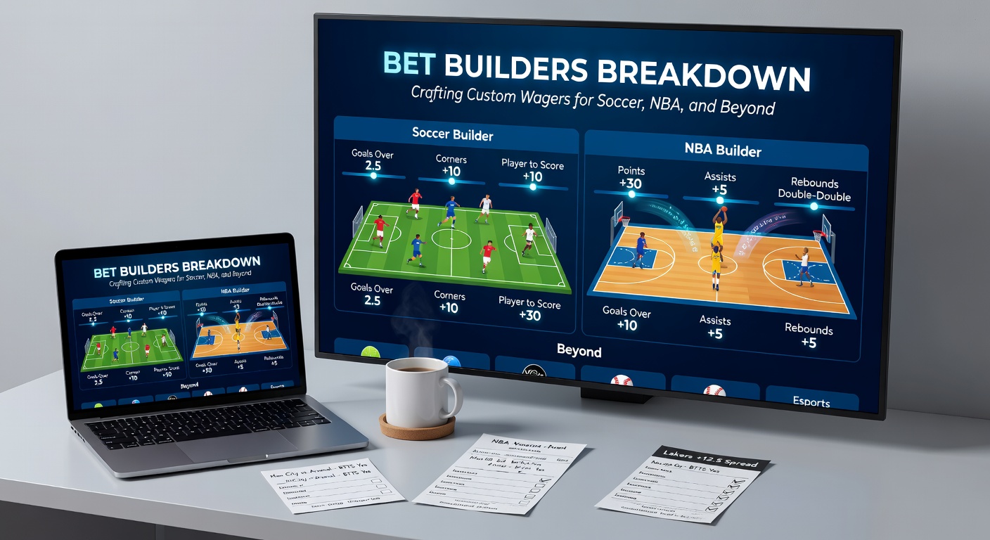 Screenshot of an NBA bet builder on a mobile app, featuring LeBron James points and rebounds alongside team totals and quarters for a Lakers game