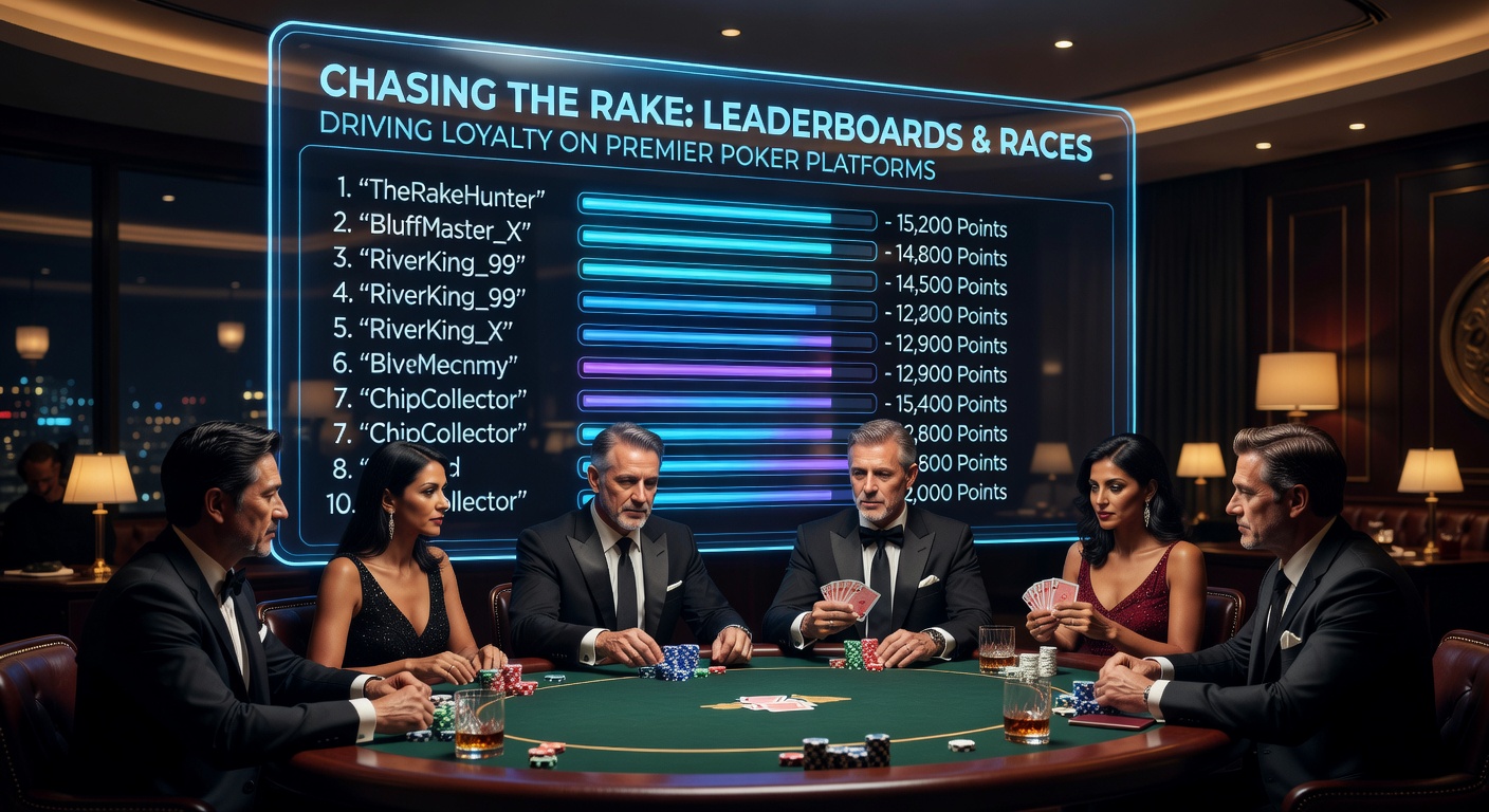 Dynamic poker leaderboard displaying top players racking up rake points amid intense competition on a leading online platform