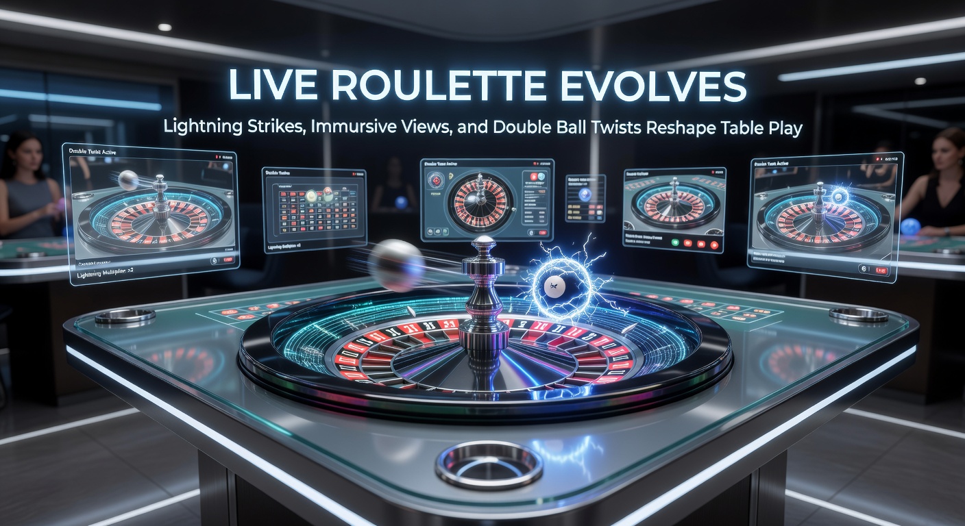 Dynamic live roulette wheel with lightning bolt multipliers striking lucky numbers, capturing the high-energy evolution of table games