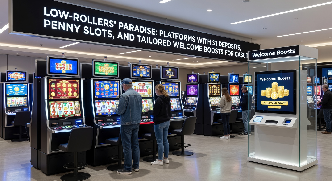 Dynamic penny slot machine display featuring bets as low as one cent per spin, with colorful reels and jackpot counters