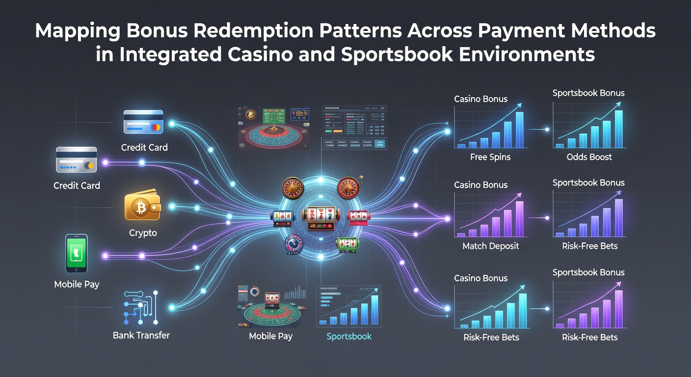 Visualization of bonus redemption rates across different payment methods in casino and sportsbook settings