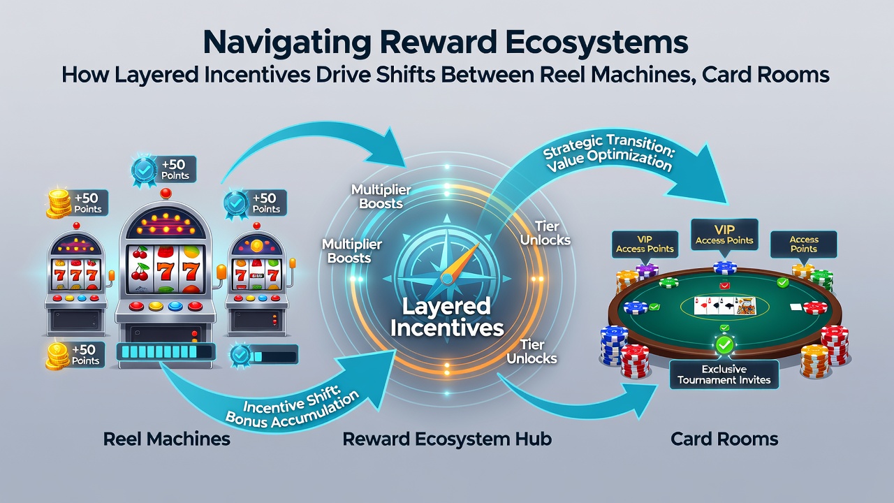 Diagram depicting player flow through layered incentives connecting different gambling verticals