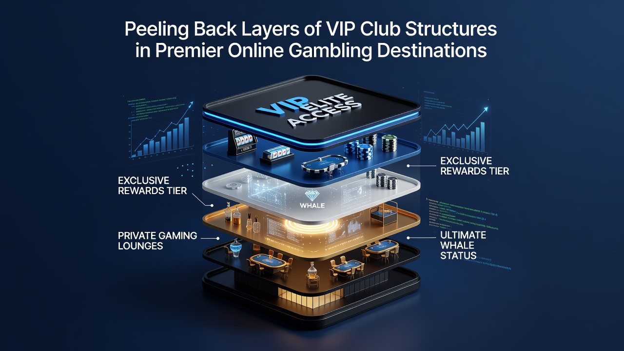 Diagram showing tiered VIP club levels from entry to elite status in online gambling platforms