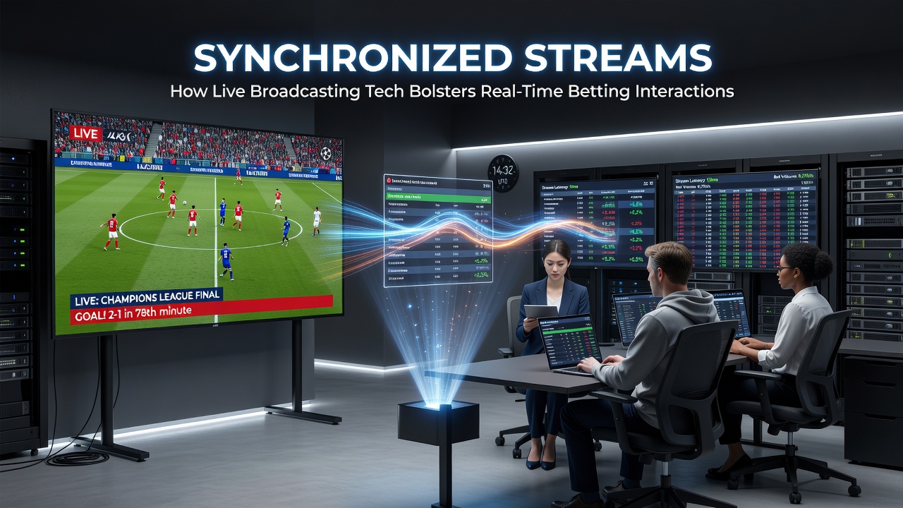 Real-time betting interface displaying synchronized live sports action and odds updates