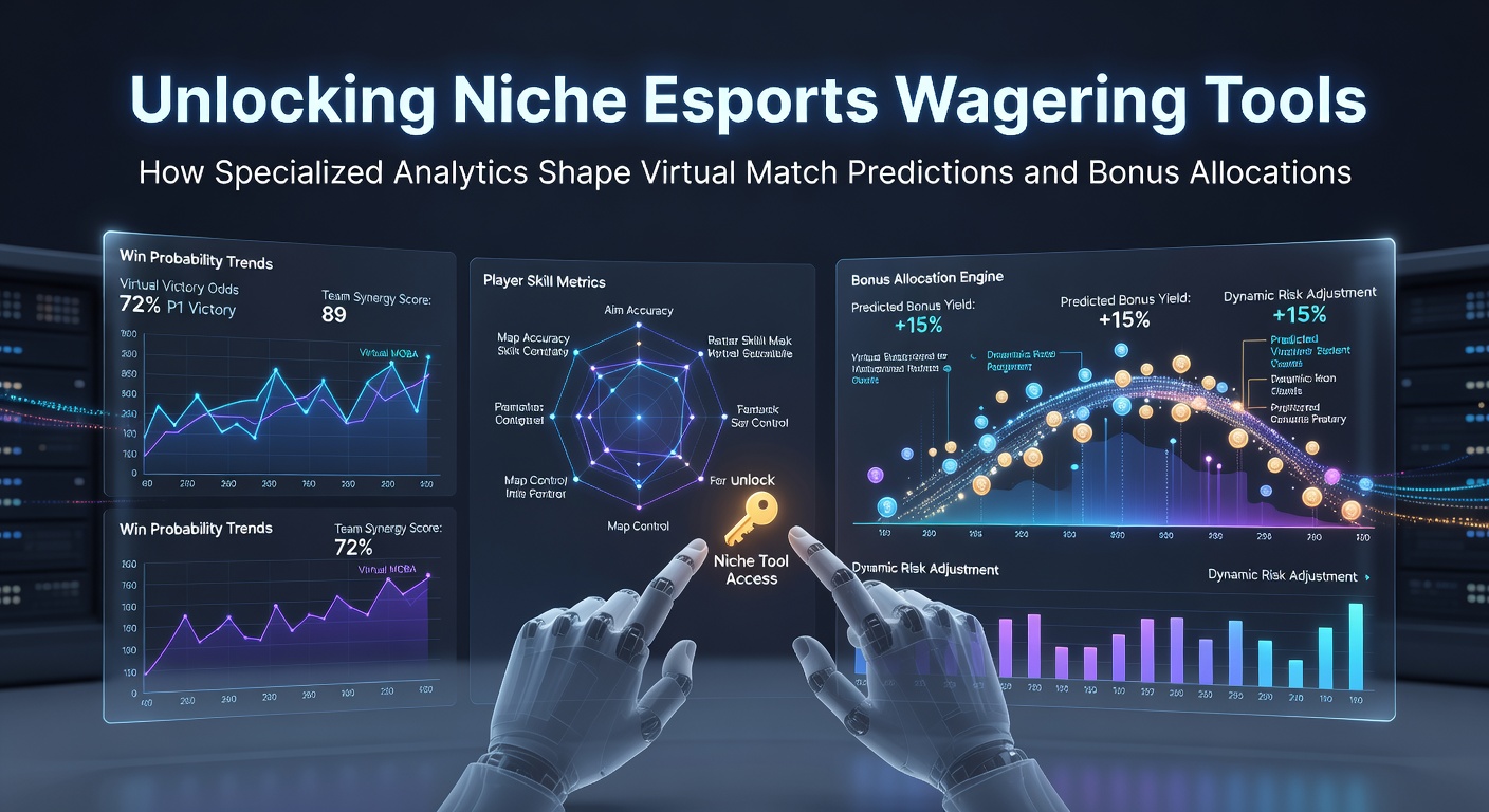 Dashboard showing esports analytics tools with prediction models and virtual match data visualizations